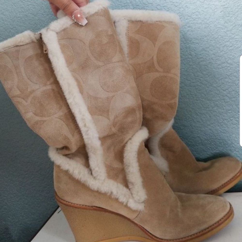 Coach leather /Suede Wedge Boots